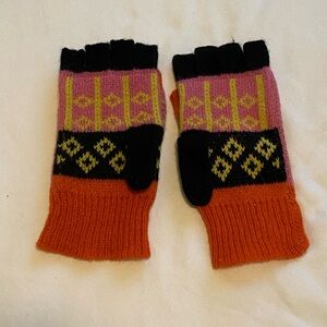 Retro Boho Colorful Fingerless Knit Gloves